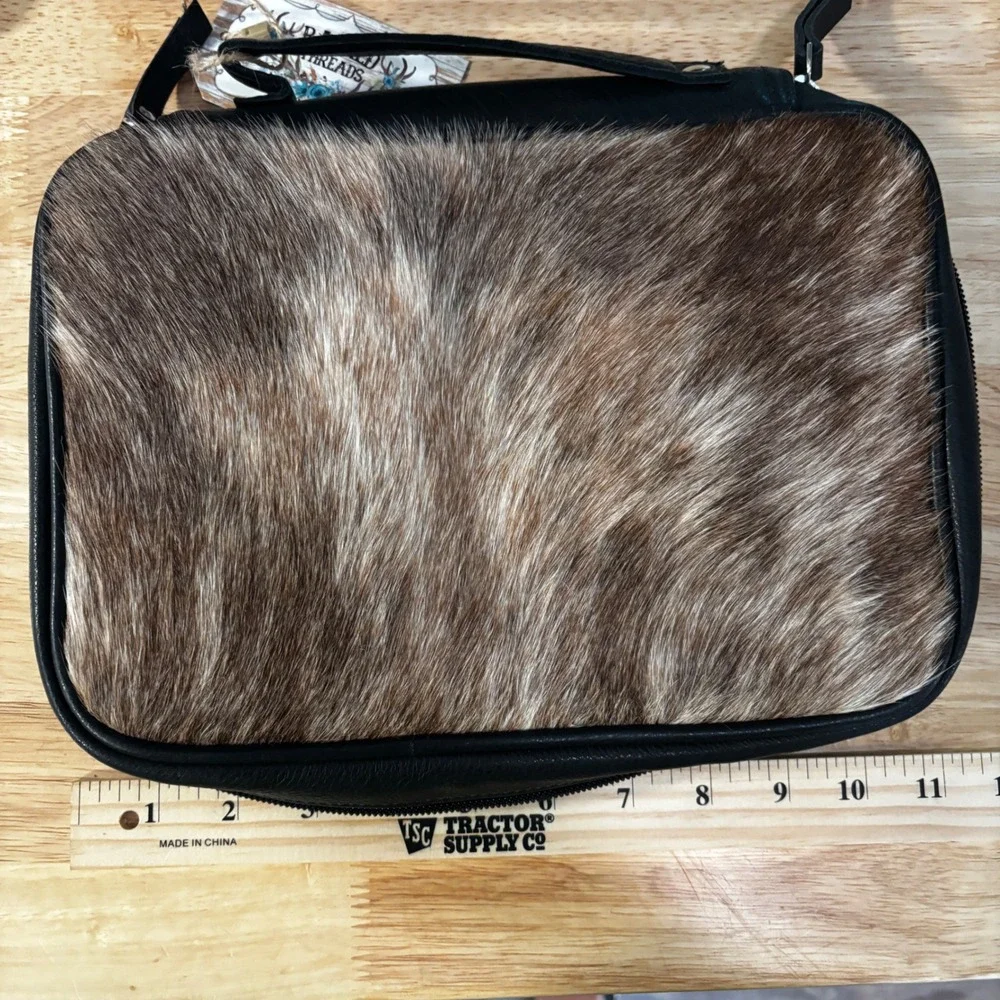 Cowhide Jewelry‎ Travel Case Women Brown Black Brindle Western New